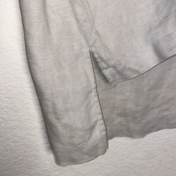 Ellen Tracy linen blouse shirt quarter sleeve oversize baggy tie lagen cottage - Picture 6 of 11